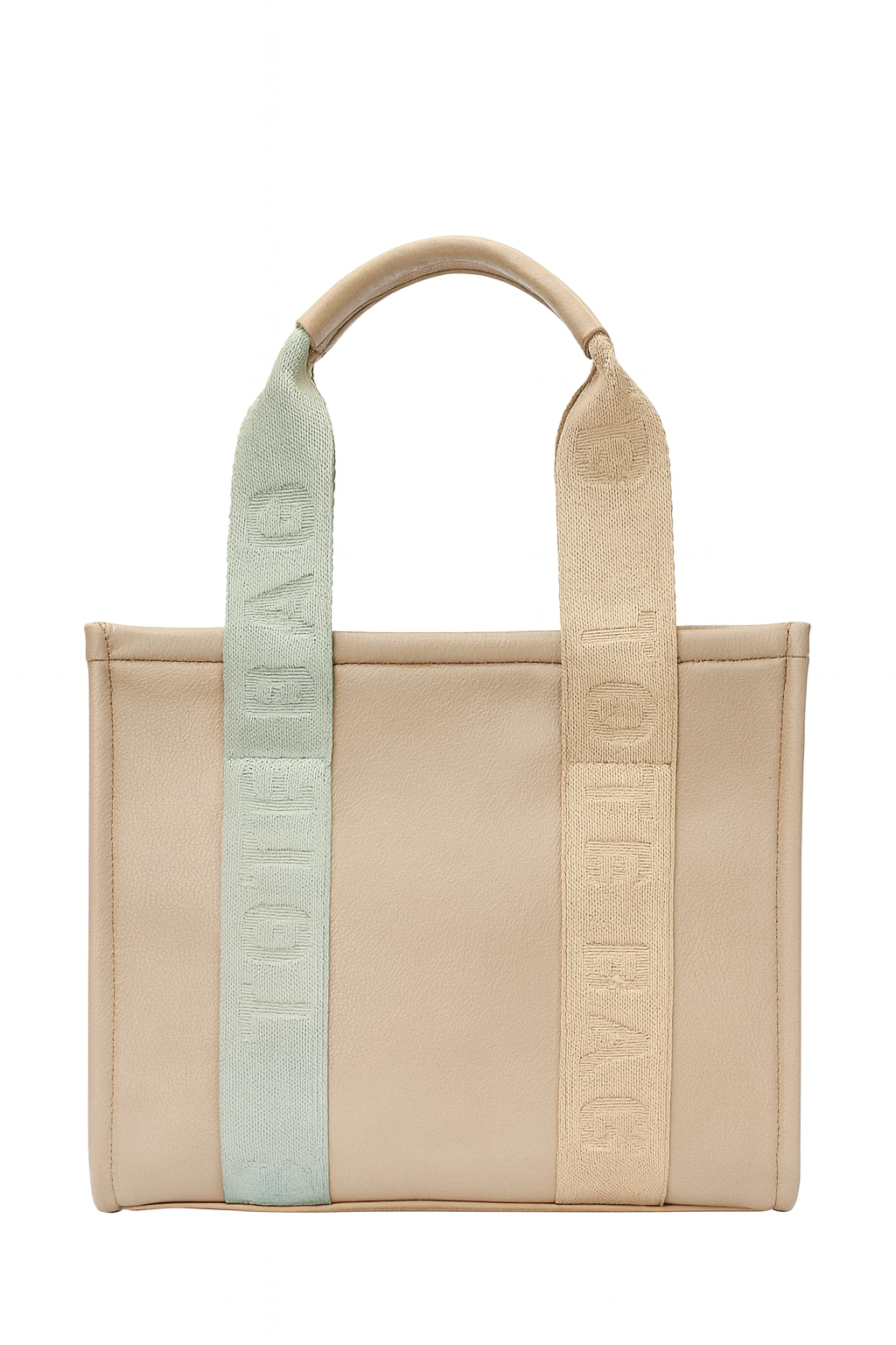 Bolso tote bag bicolor beige