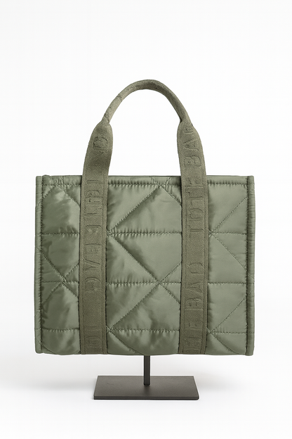 Bolso tote bag acolchado verde kaki
