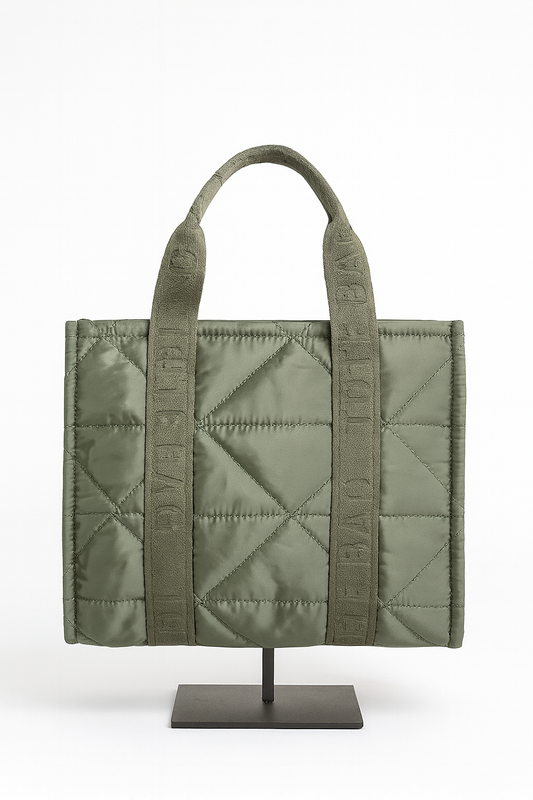Bolso tote bag acolchado verde kaki
