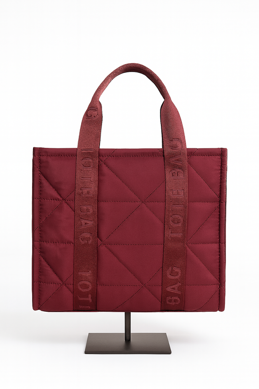 Bolso tote bag acolchado granate
