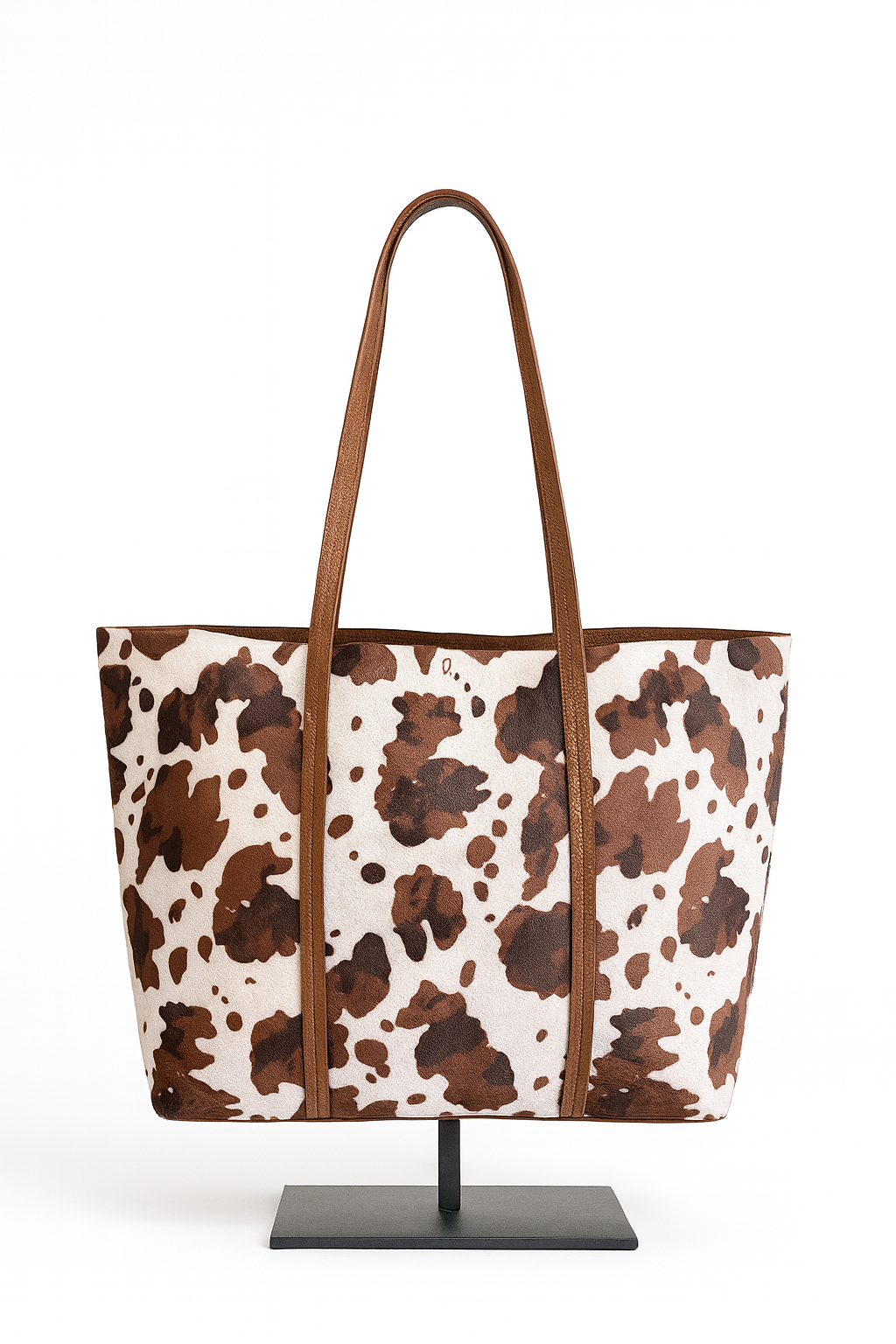 Bolso shopper estampado animal print vaca en marrón y rosa