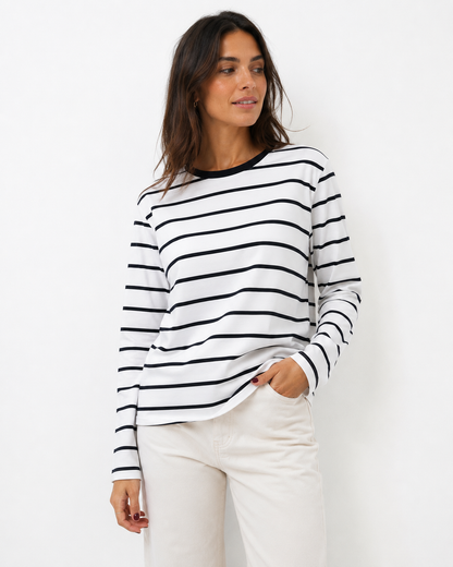 Camiseta rayas finas de manga larga