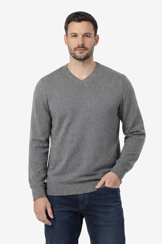 Jersey cuello pico básico Gris