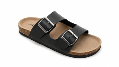 SANDALIA HOMBRE BIO CON DOBLE HEBILLA NEGRO