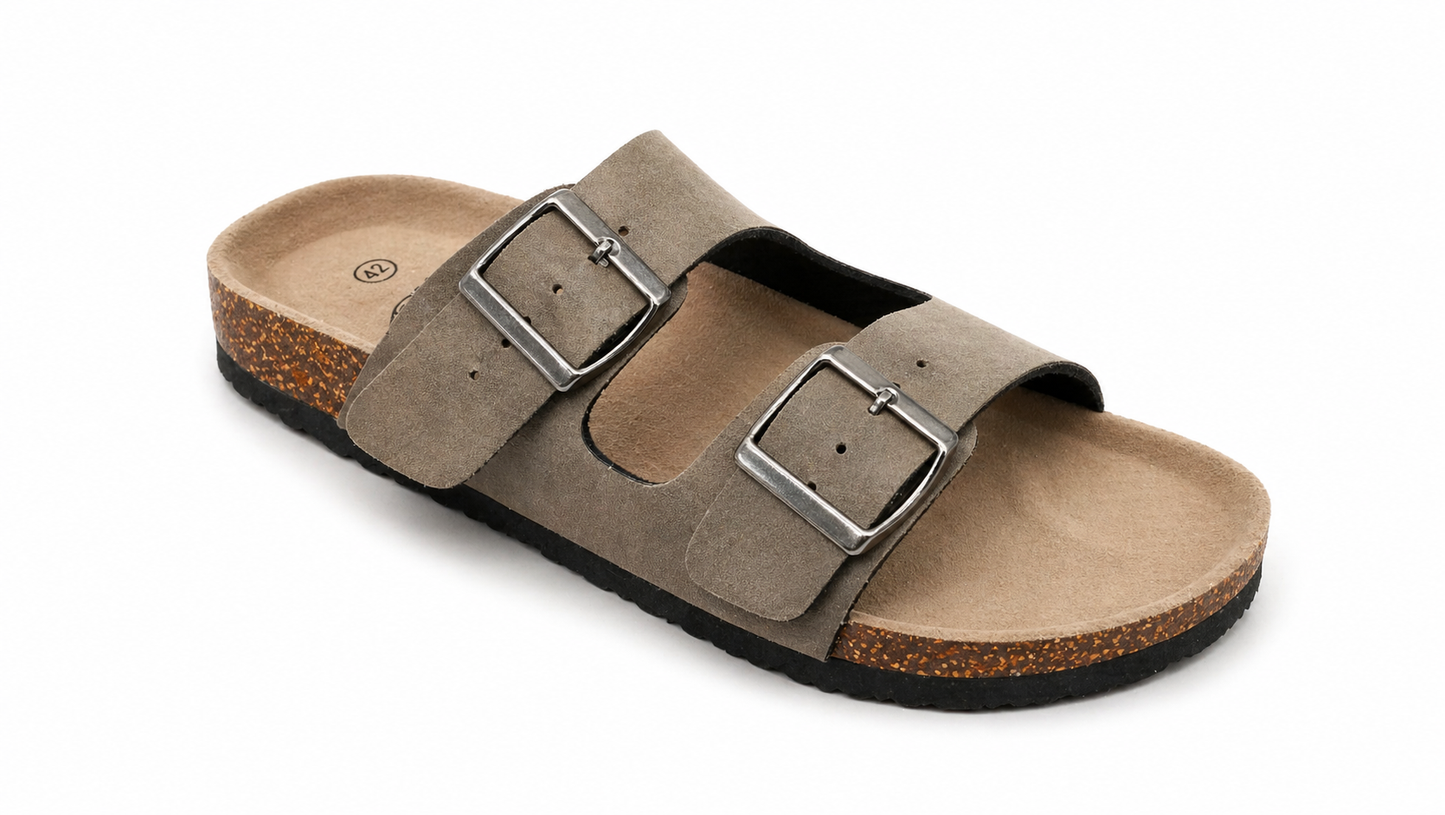SANDALIA HOMBRE BIO CON DOBLE HEBILLA KAKI
