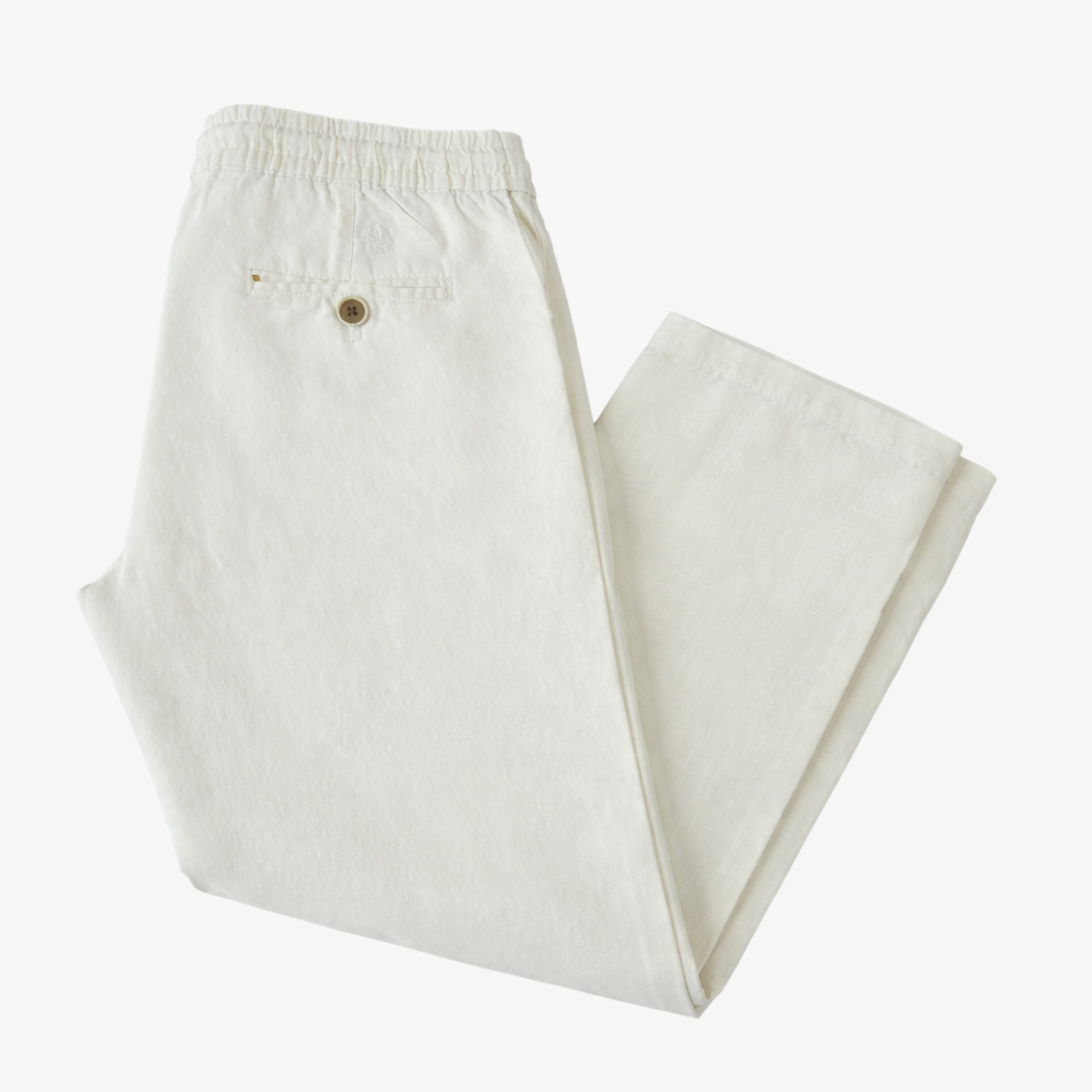 Pantalón largo de lino blanco