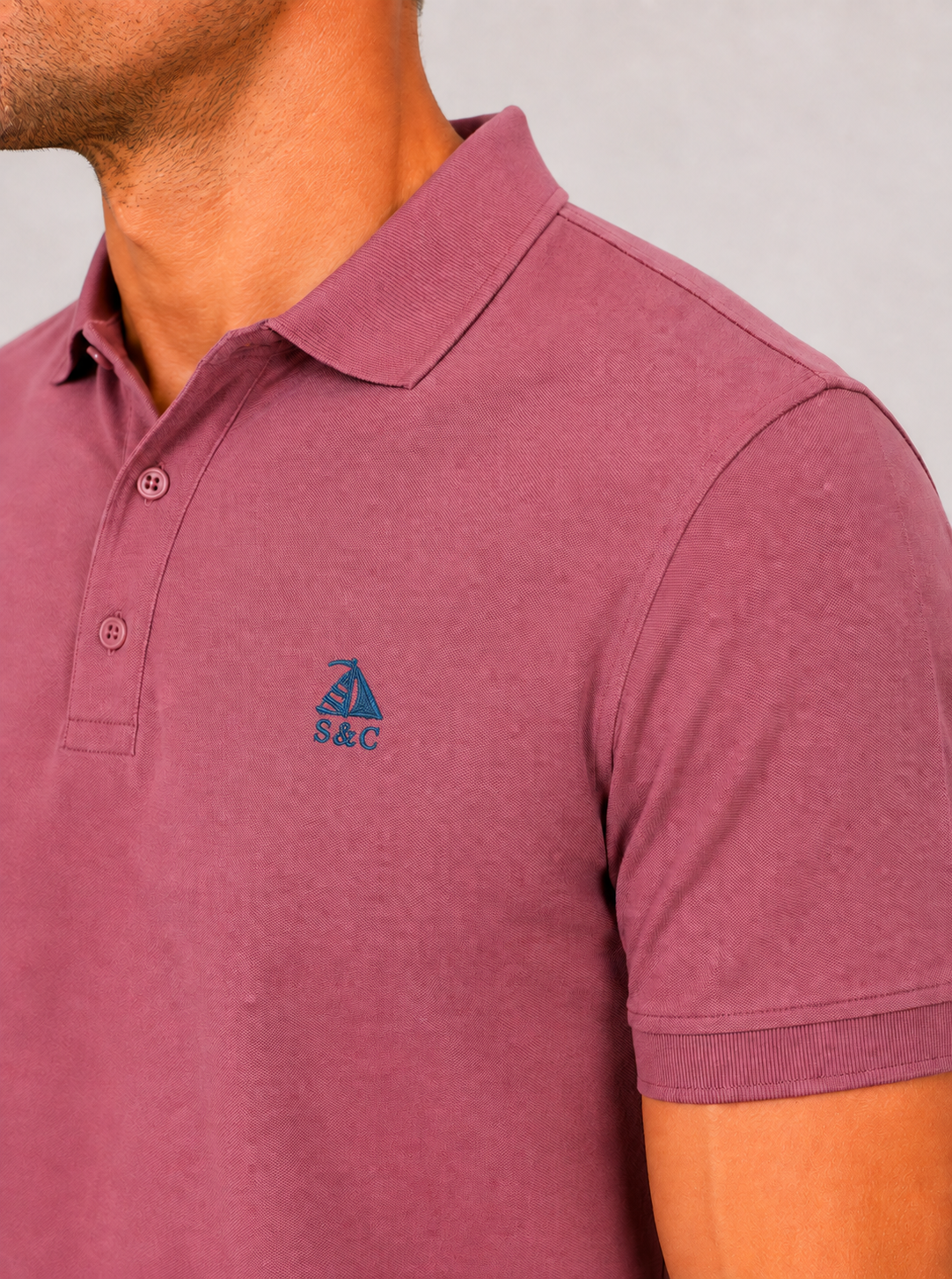 Polo Basic "Garroc" manga corta Vino