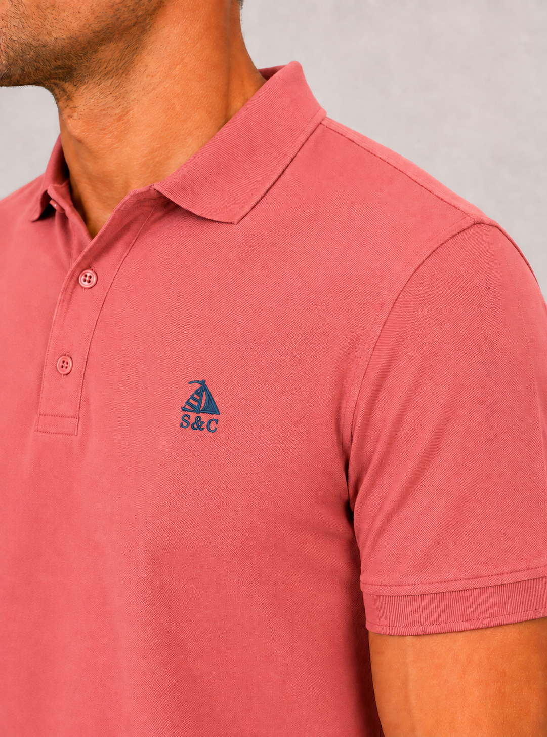 Polo Basic "Garroc" manga corta Coral
