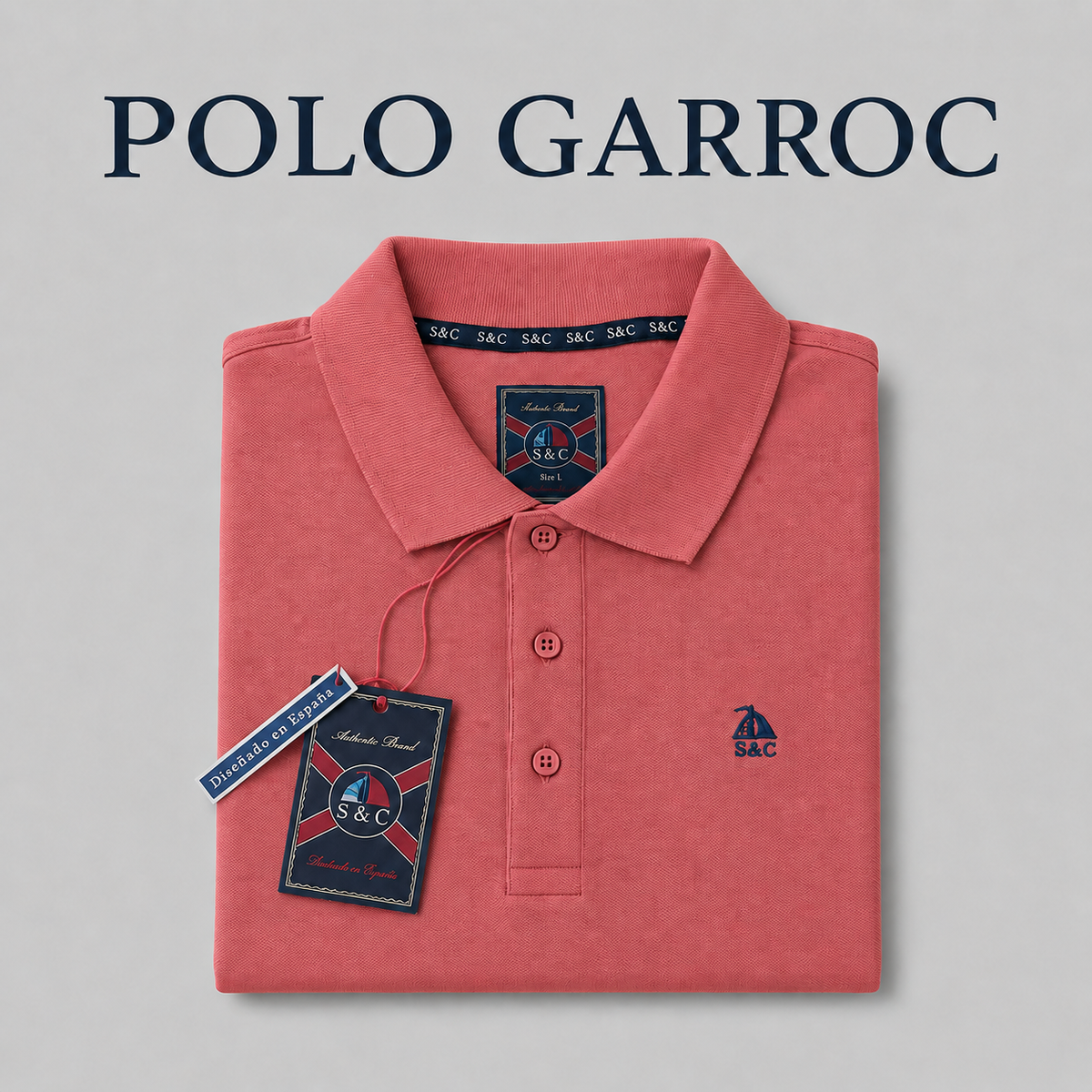 Polo Basic "Garroc" manga corta Coral