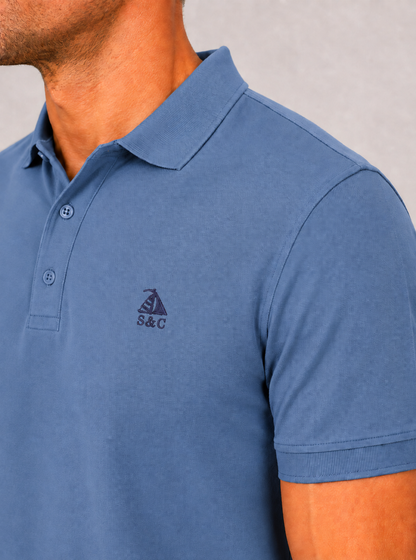 Polo Basic "Garroc" manga corta Azul Riviera