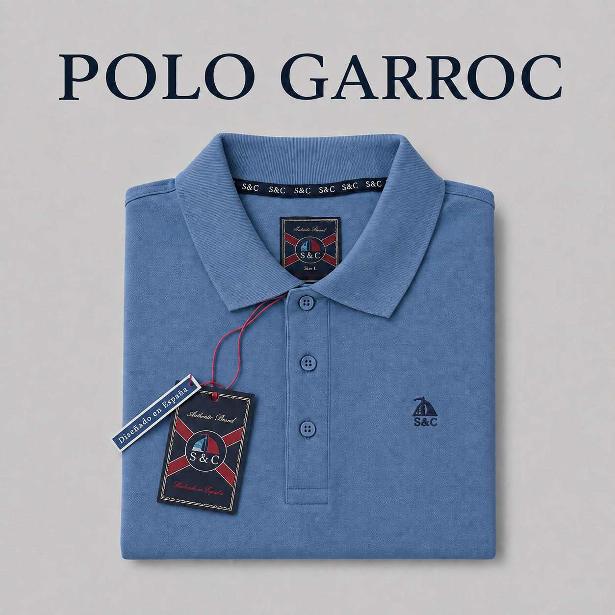 Polo Basic "Garroc" manga corta Azul Riviera