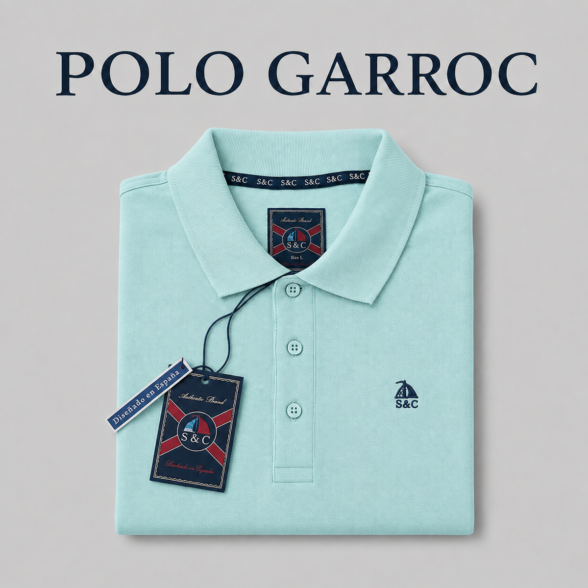 Polo Basic "Garroc" manga corta Agua