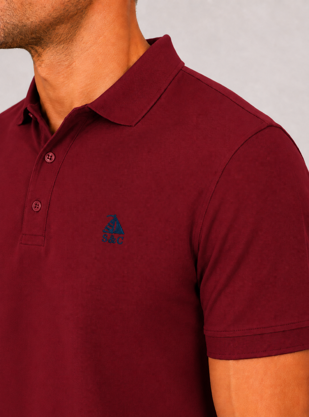 Polo Basic "Garroc" manga corta Granate