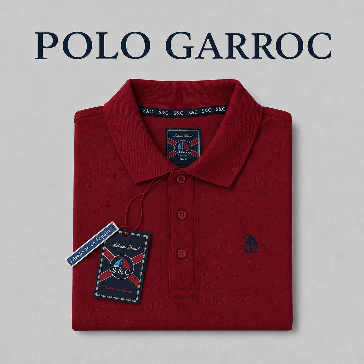 Polo Basic "Garroc" manga corta Granate