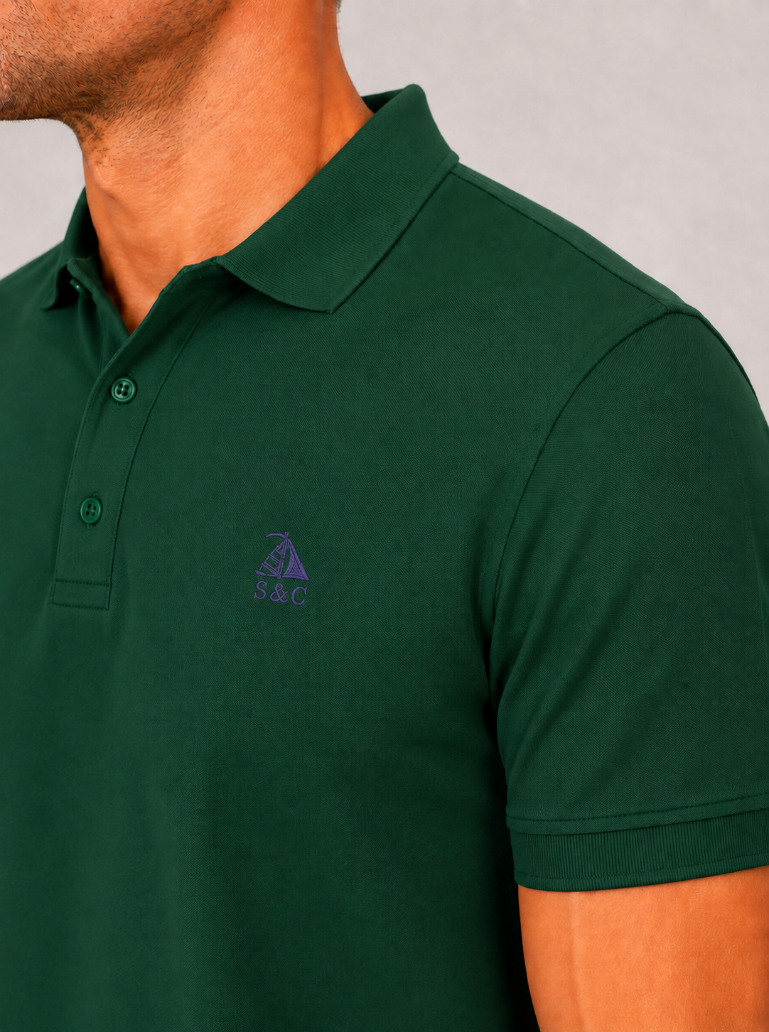 Polo Basic "Garroc" manga corta Verde Botella