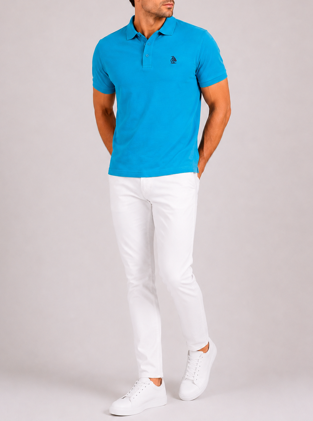 Polo Basic "Garroc" manga corta Azul Turquesa