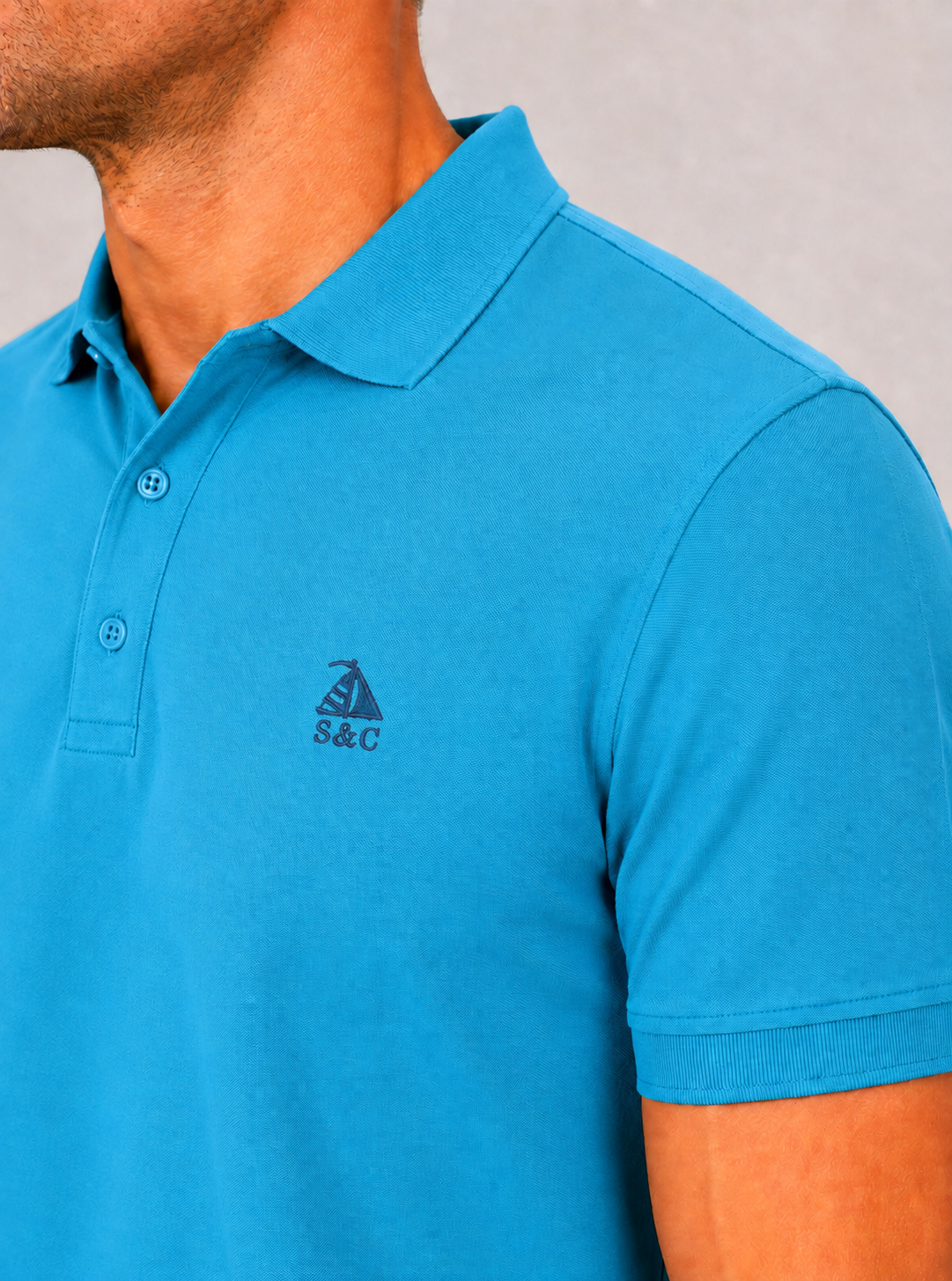 Polo Basic "Garroc" manga corta Azul Turquesa