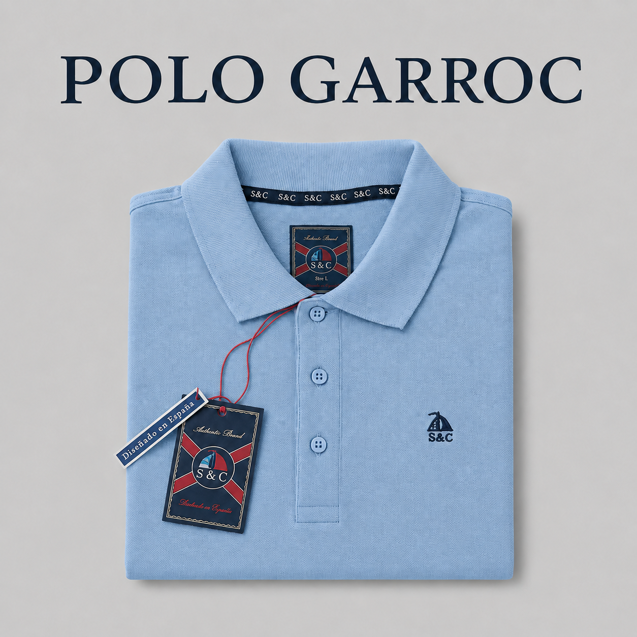 Polo Basic "Garroc" manga corta Azul Celeste