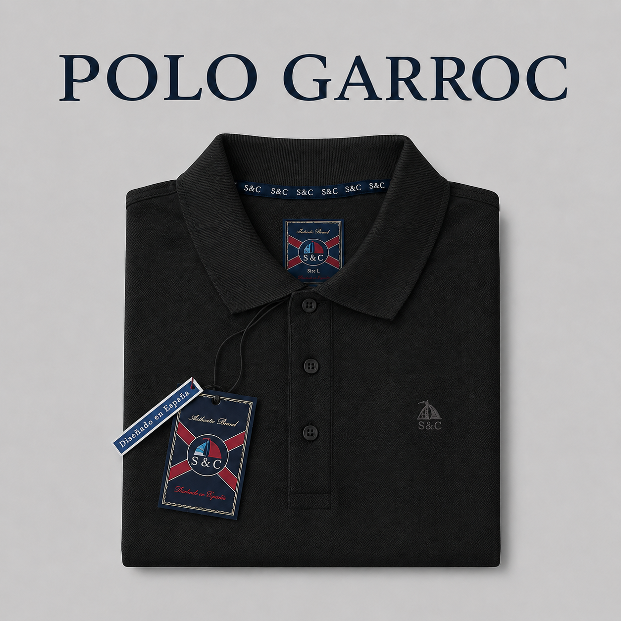Polo Basic "Garroc" manga corta Negro