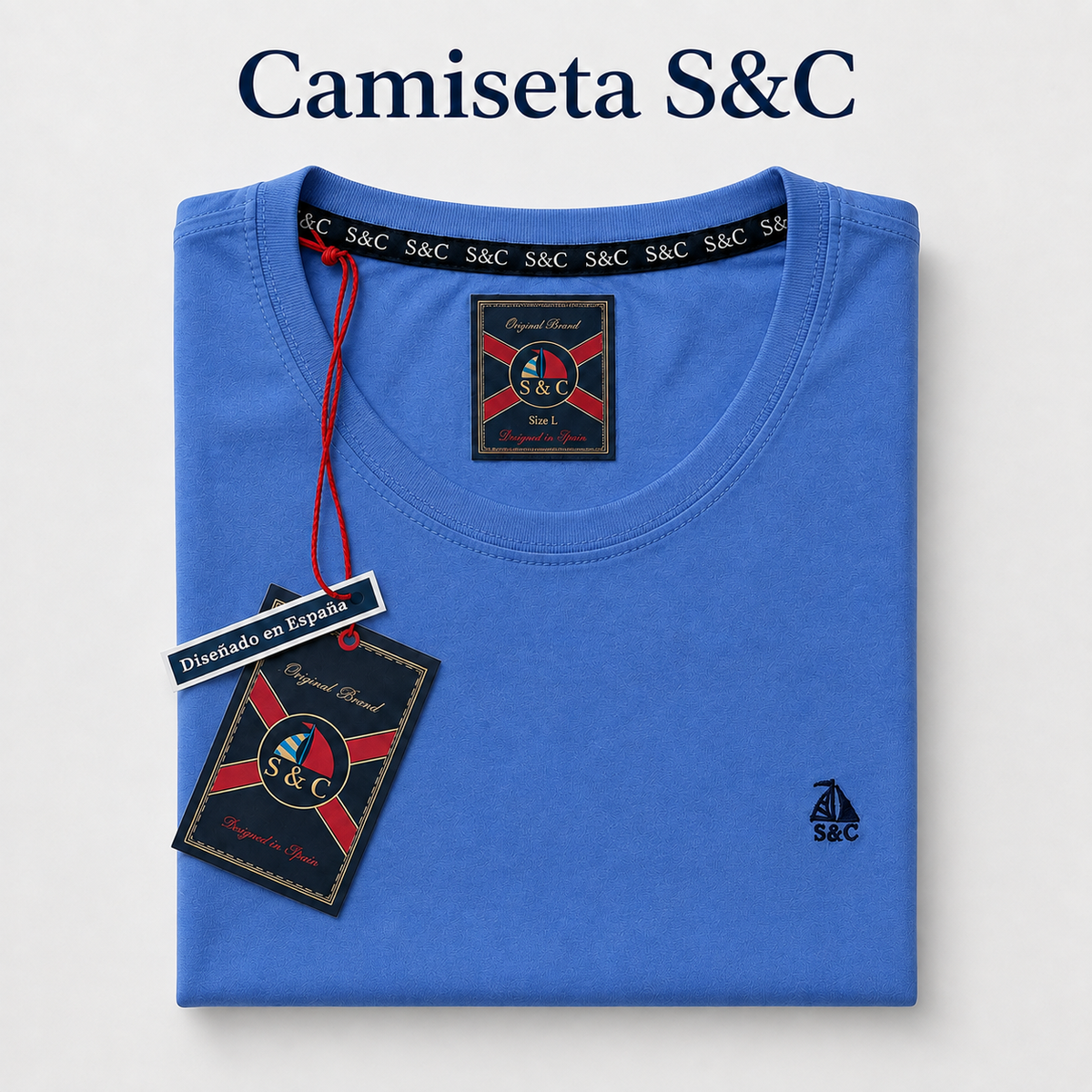 Camiseta azul manga corta