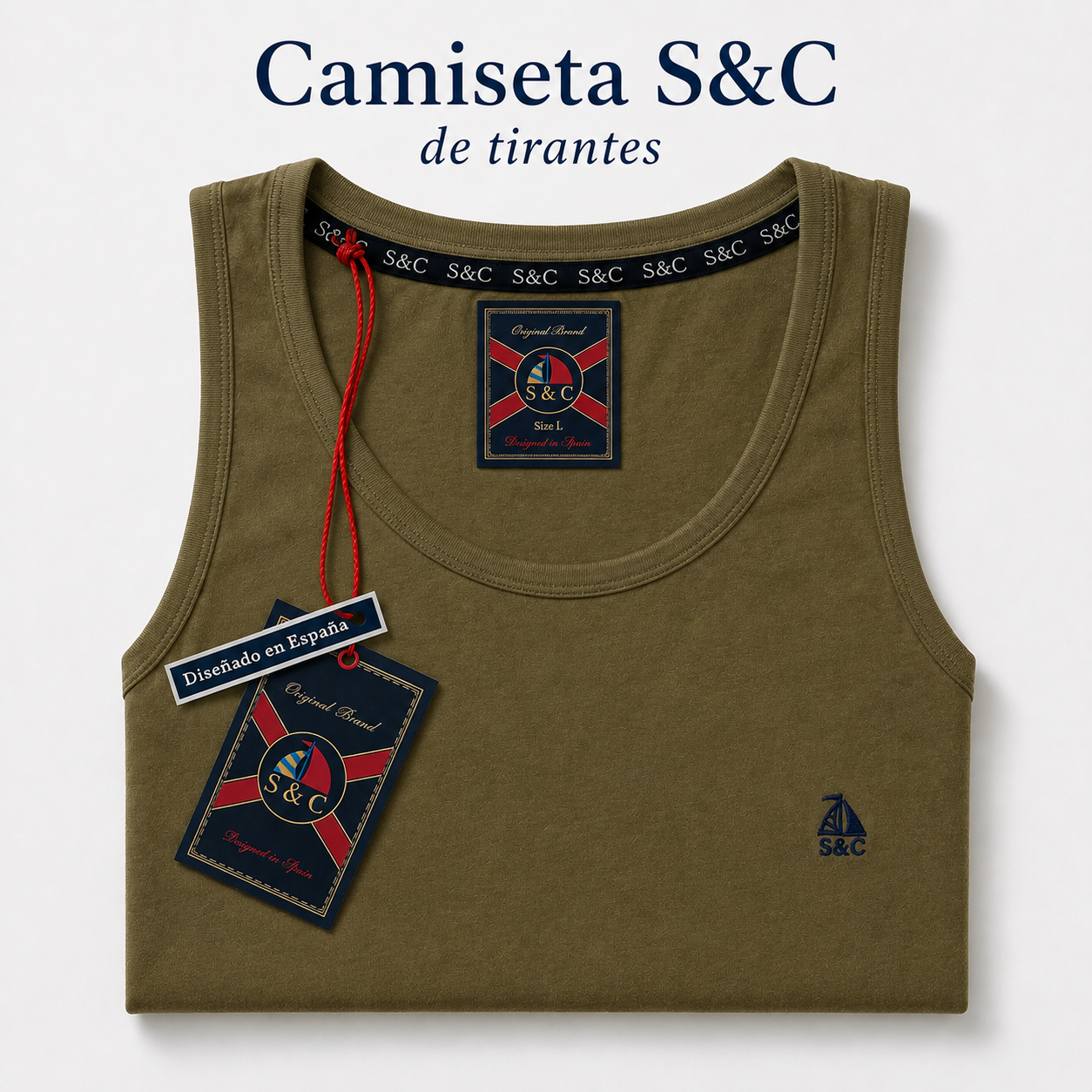 Camiseta tirantes de hombre Verde Oliva