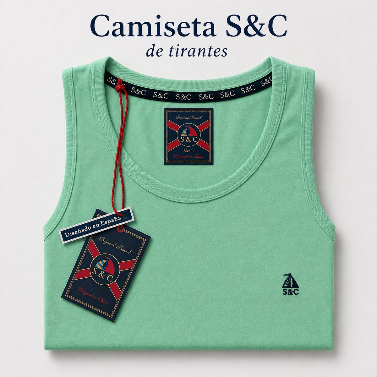 Camiseta tirantes de hombre Verde Menta
