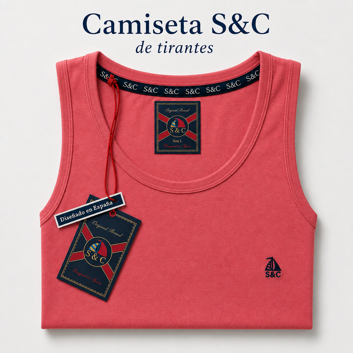Camiseta tirantes de hombre Coral