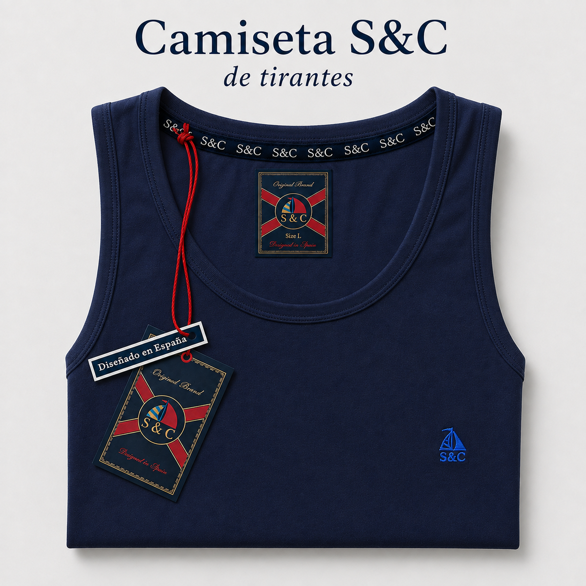 Camiseta tirantes de hombre Azul Marino