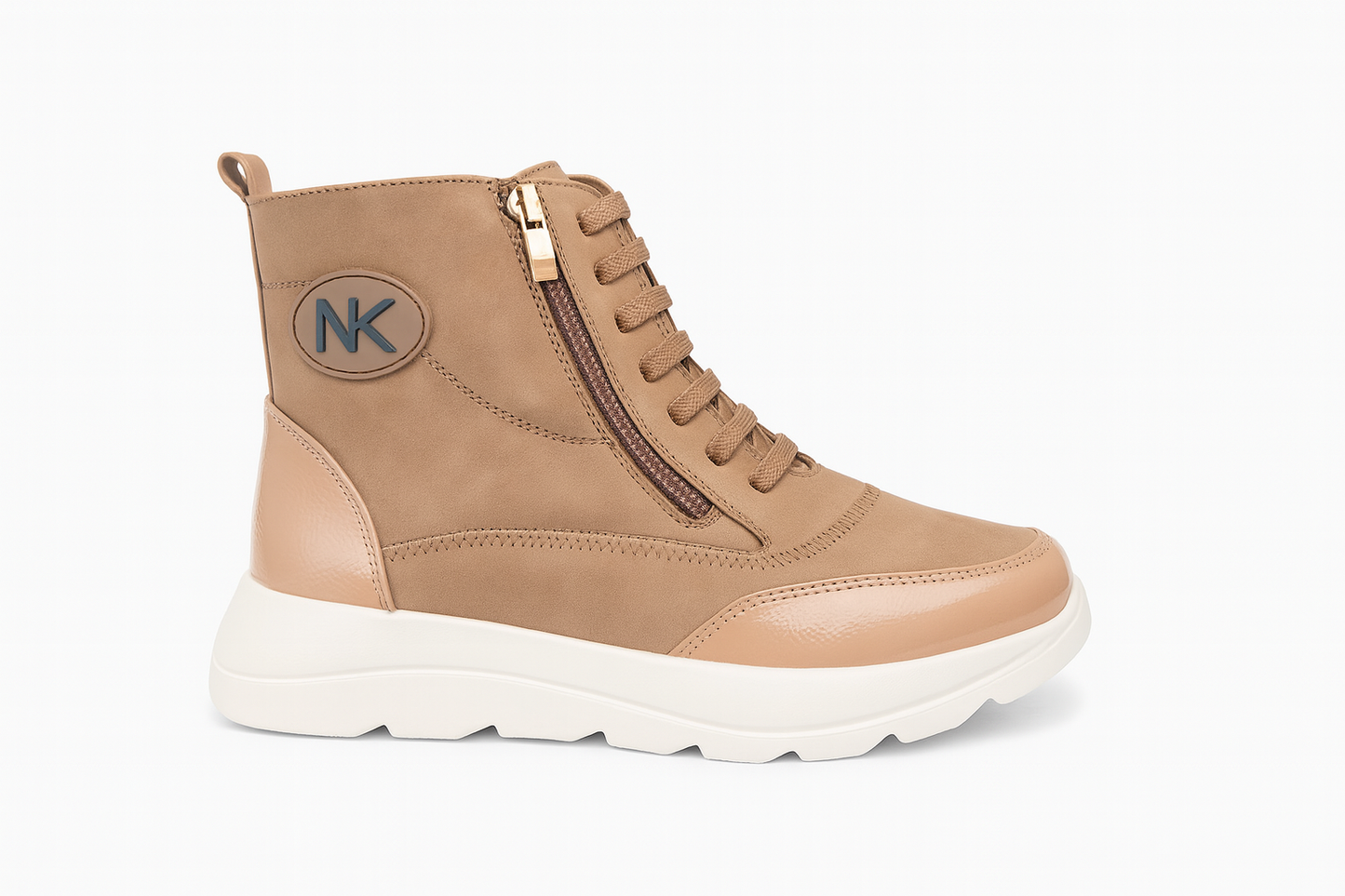 Botas casual mujer camel con cremallera NK