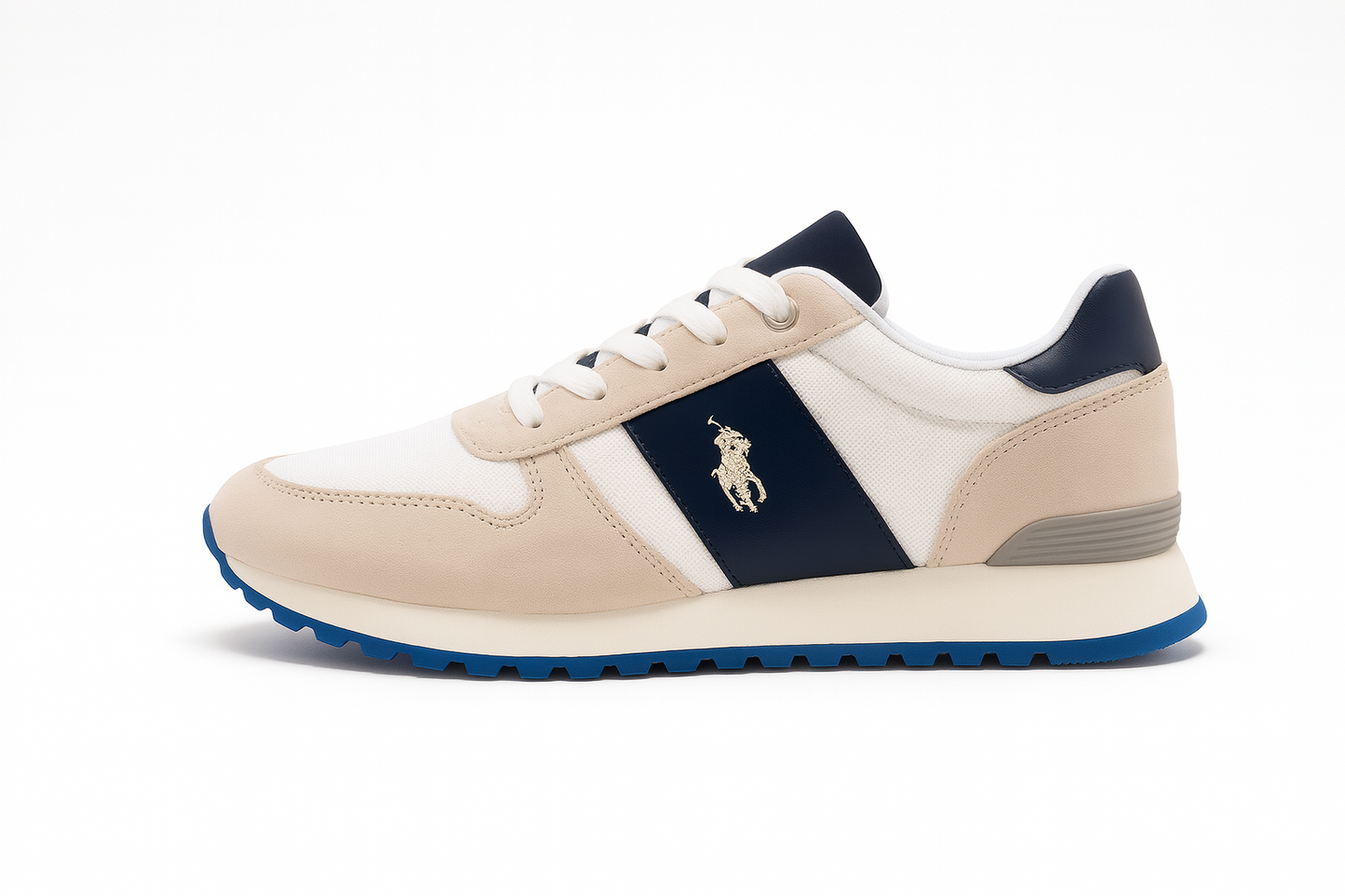 Zapatillas deportivas beige y azul