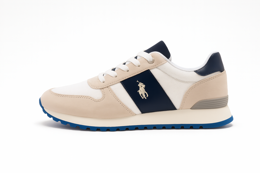 Zapatillas deportivas beige y azul
