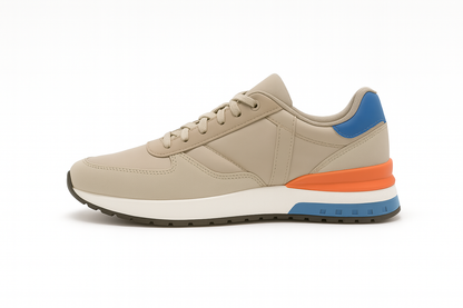 Zapatillas deportivas beige, naranja y azul