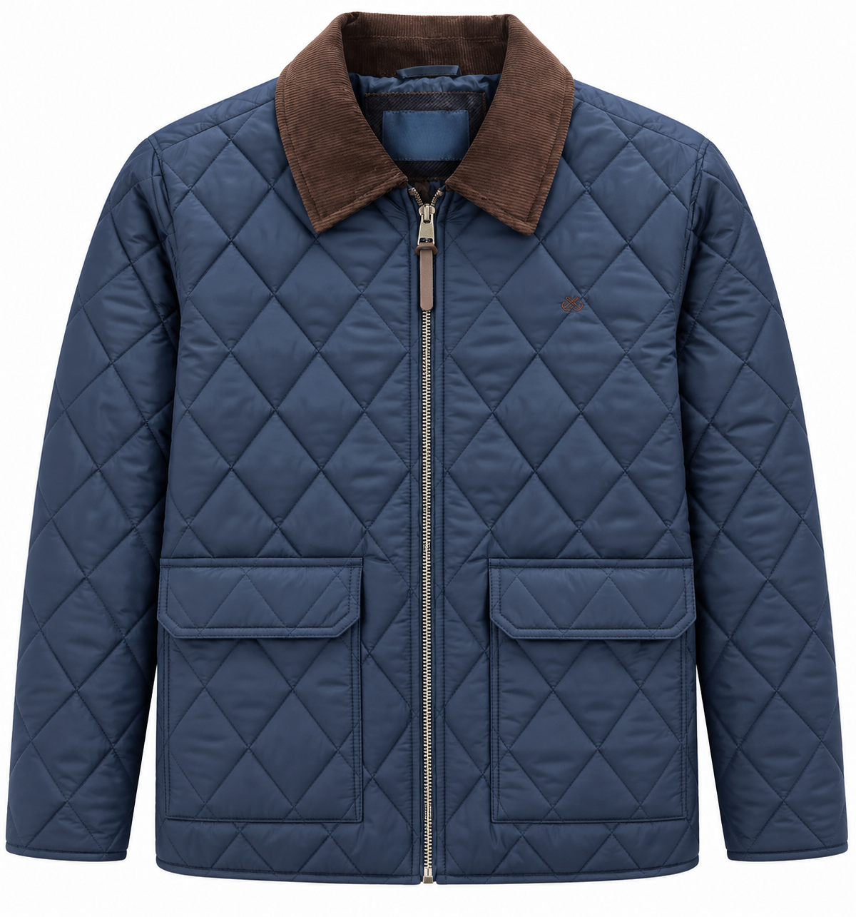 Chaqueta OXFORD hombre acolchada cuello pana marino