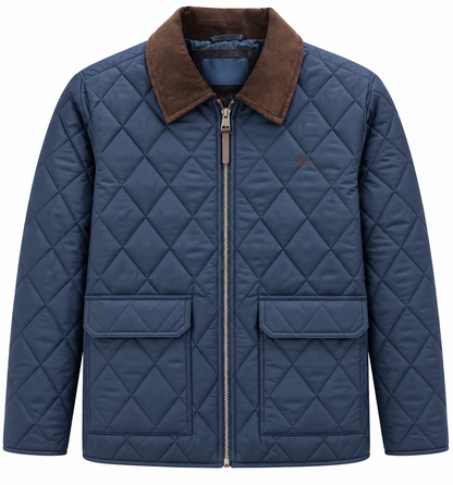 Chaqueta OXFORD hombre acolchada cuello pana marino