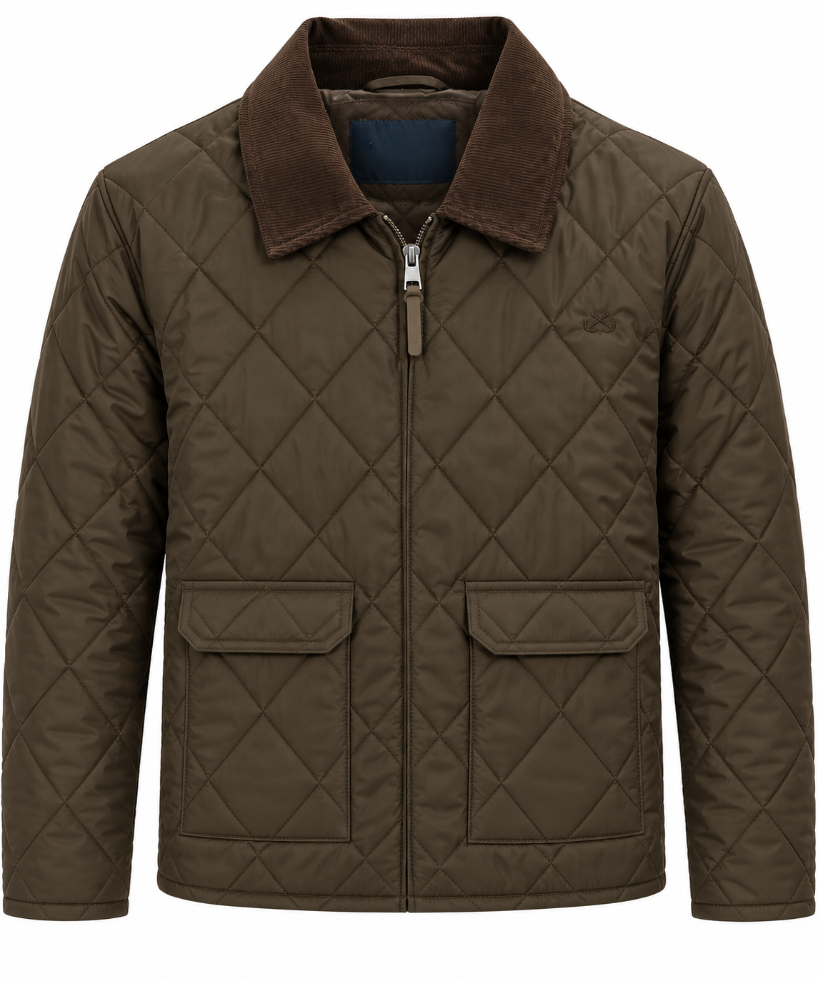Chaqueta OXFORD hombre acolchada cuello pana marrón