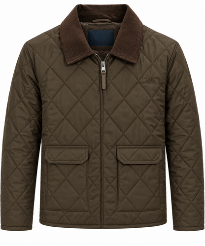 Chaqueta OXFORD hombre acolchada cuello pana marrón