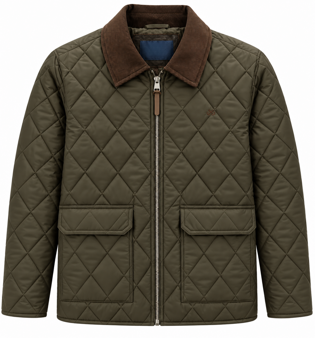 Chaqueta OXFORD hombre acolchada cuello pana kaki