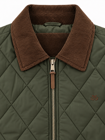 Chaqueta OXFORD hombre acolchada cuello pana kaki
