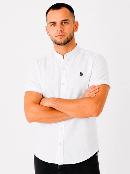 Camisa cuello mao manga corta Blanco