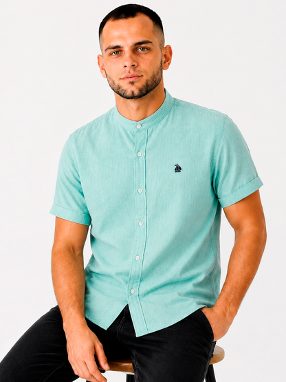 Camisa cuello mao manga corta Verde Agua