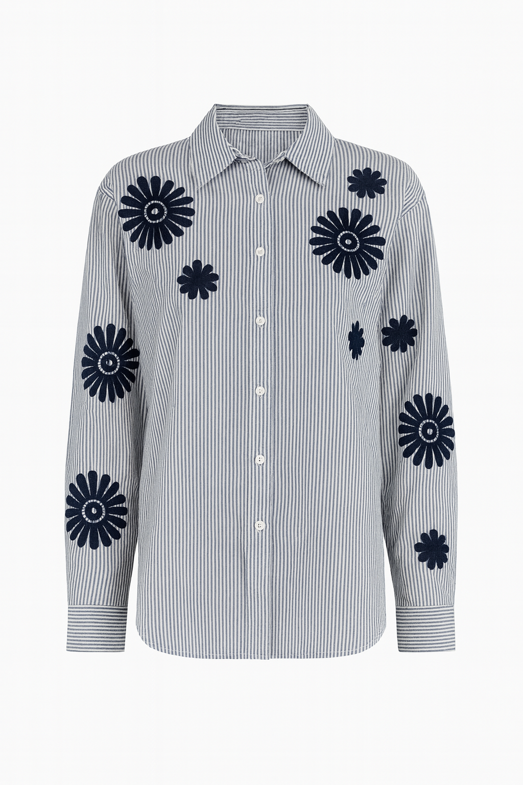 Camisa oversize de rayas con flores