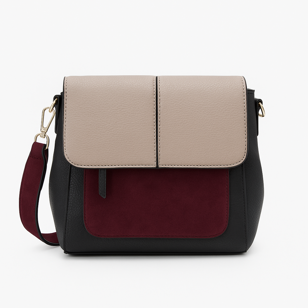 Bolso tricolor granate