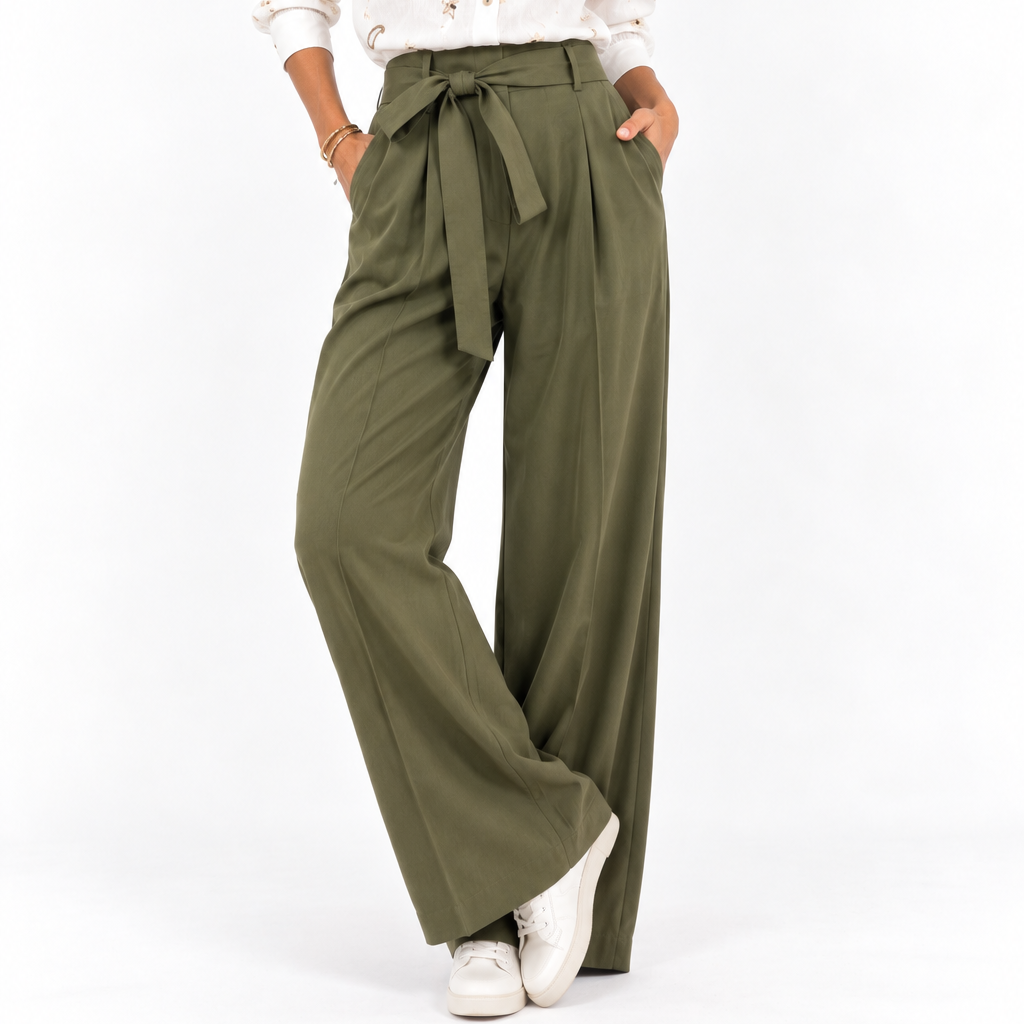 Pantalón lazo ancho verde