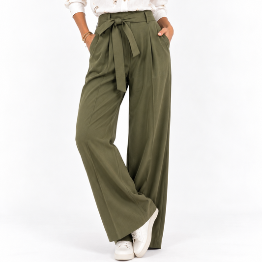 Pantalón lazo ancho verde