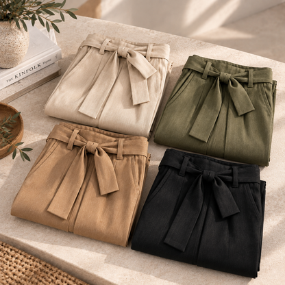 Pantalón lazo ancho negro