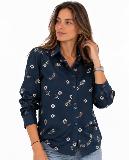 Camisa flores marino