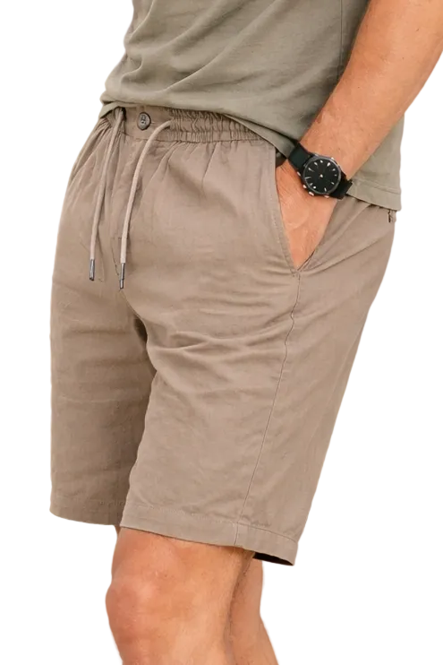 Pantalón corto de lino beige