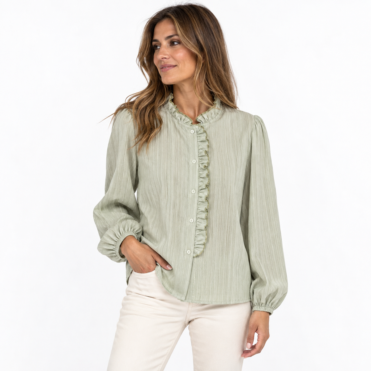 Blusa volante verde