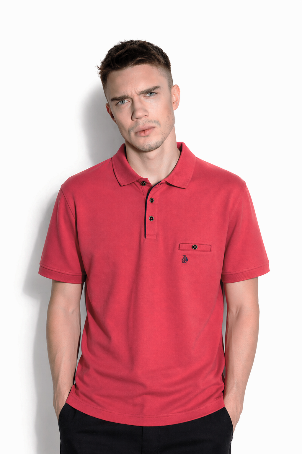 Polo punto liso Rojo Coral