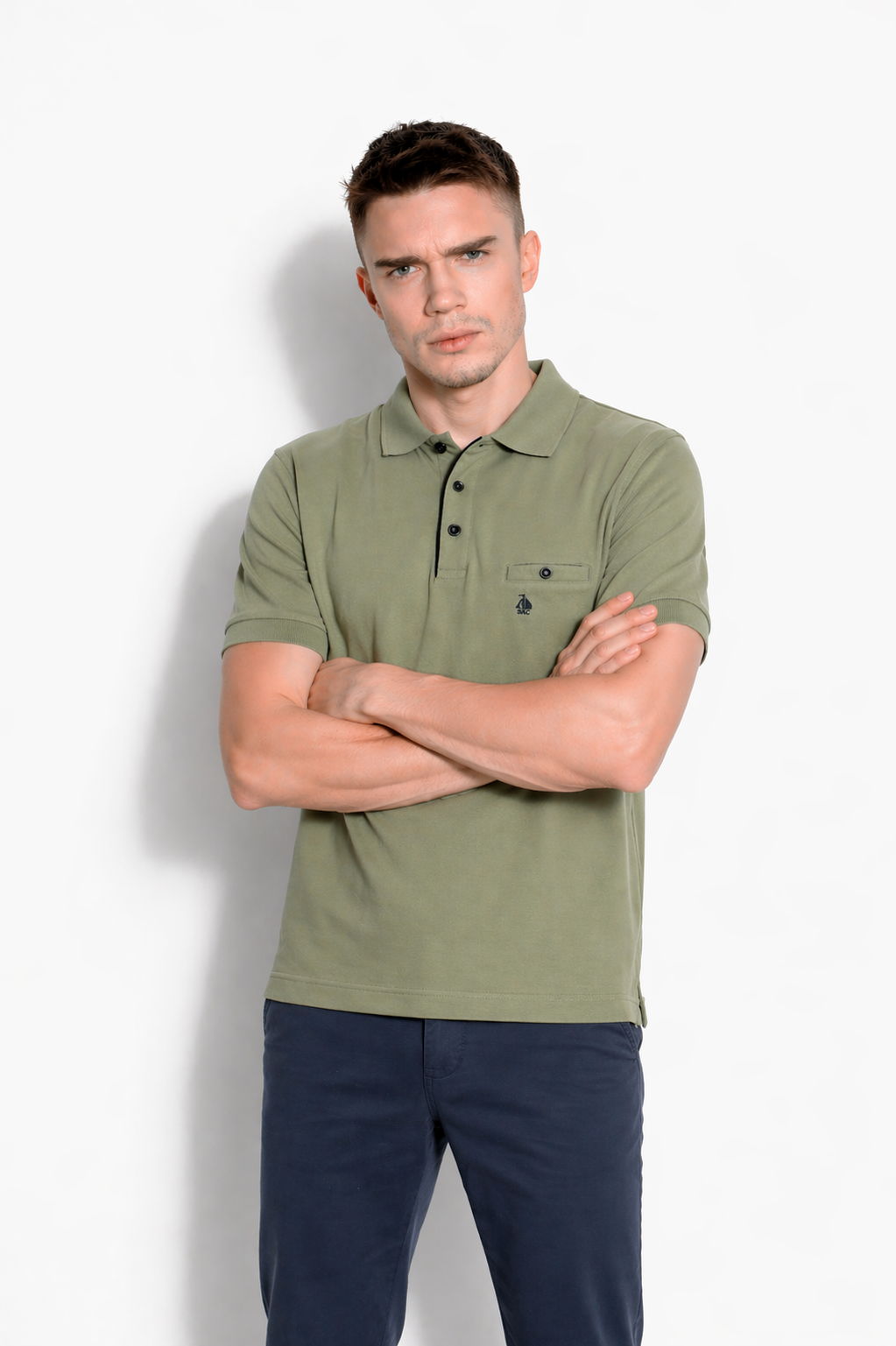 Polo punto liso Verde Kaki